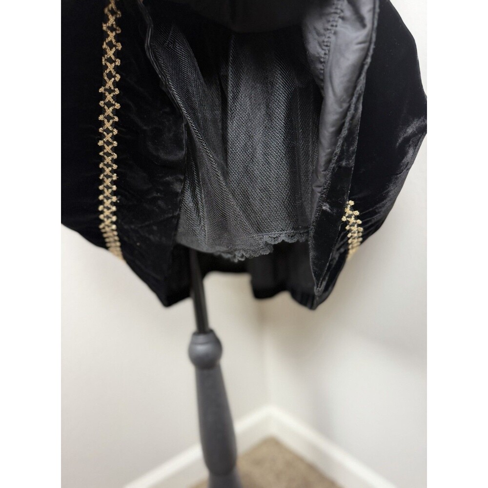 Jessica McClintock Vintage Black Velvet Gold Brocade Dress 12 Prairie Victorian - Picture 15 of 16